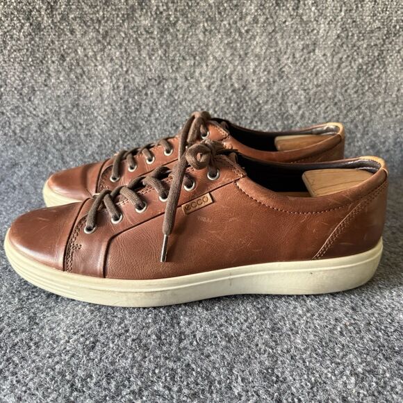 ECCO Leather Soft 7 City Sneakers Men\'s Sz 47 US 13 Brown Lace Up Extra Width main image 6
